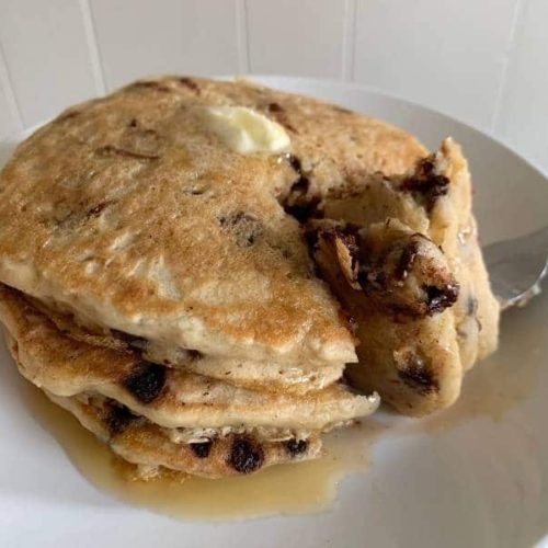 healthy vegan chocolate chip oatmeal pancakes