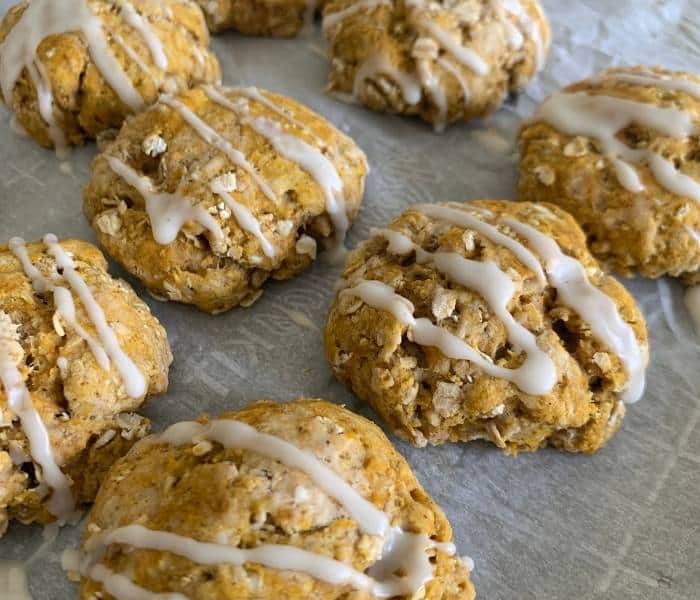 glazed pumpkin oatmeal cookies