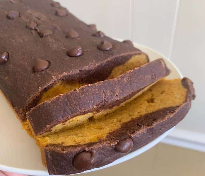 pumpkin chocolate layered loaf