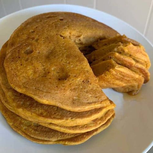 moist pumpkin oat flour pancakes