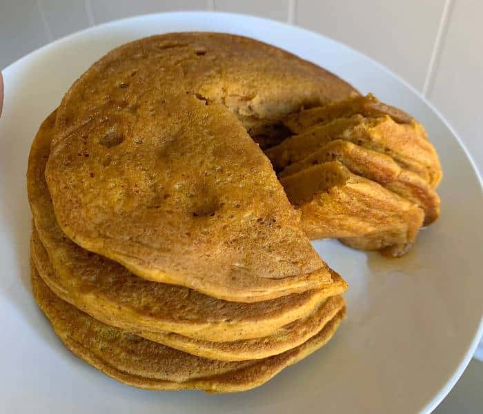 Moist Pumpkin Oat Flour Pancakes