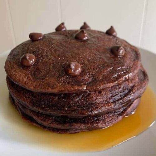 super scrumptious chocolate protein pancakes